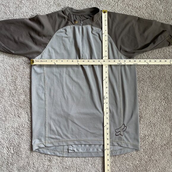 Fox Racing Shirt Beige Gray Brown Base Bike Jersey ¼ Zip Mesh Polyester Mens M - Picture 5 of 9